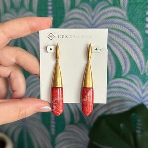 Kendra Scott Red and Gold Drop Earrings